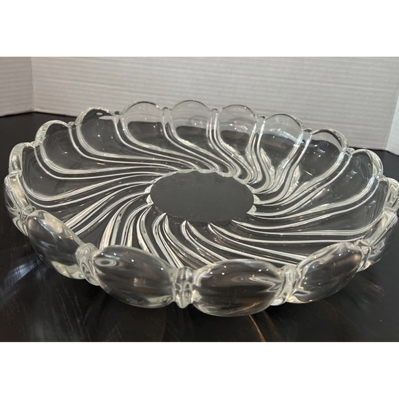 MIKASA 13.25" PEPPERMINT CLEAR CRYSTAL PLATTER MADE IN GERMANY - Picture 1 of 6